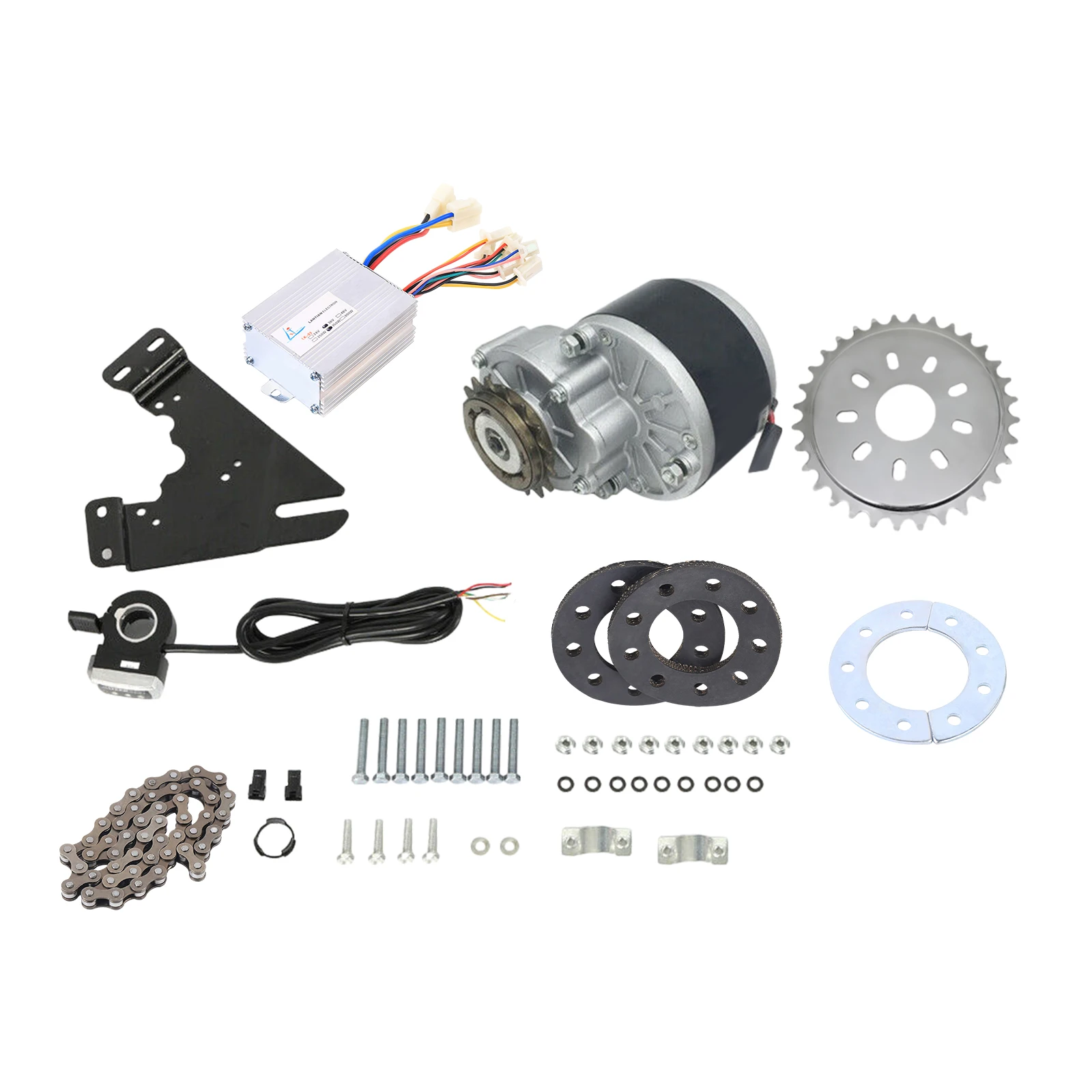 

350w 36v Electric Bike Conversion Kit, Brushed Bicycle Motor Kit with Flywheel, 3000rpm Electric Bike Thumb Throttle Kit ﻿
