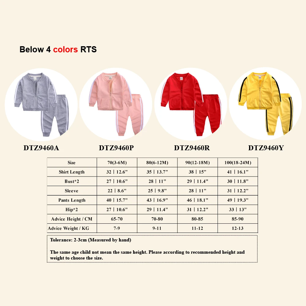 Newborn Baby Clothes Set Boys Girls Tracksuits French Terry Clothing Sweat Suit Zipper Cotton Outfits Toddler Sweatsuits Sets