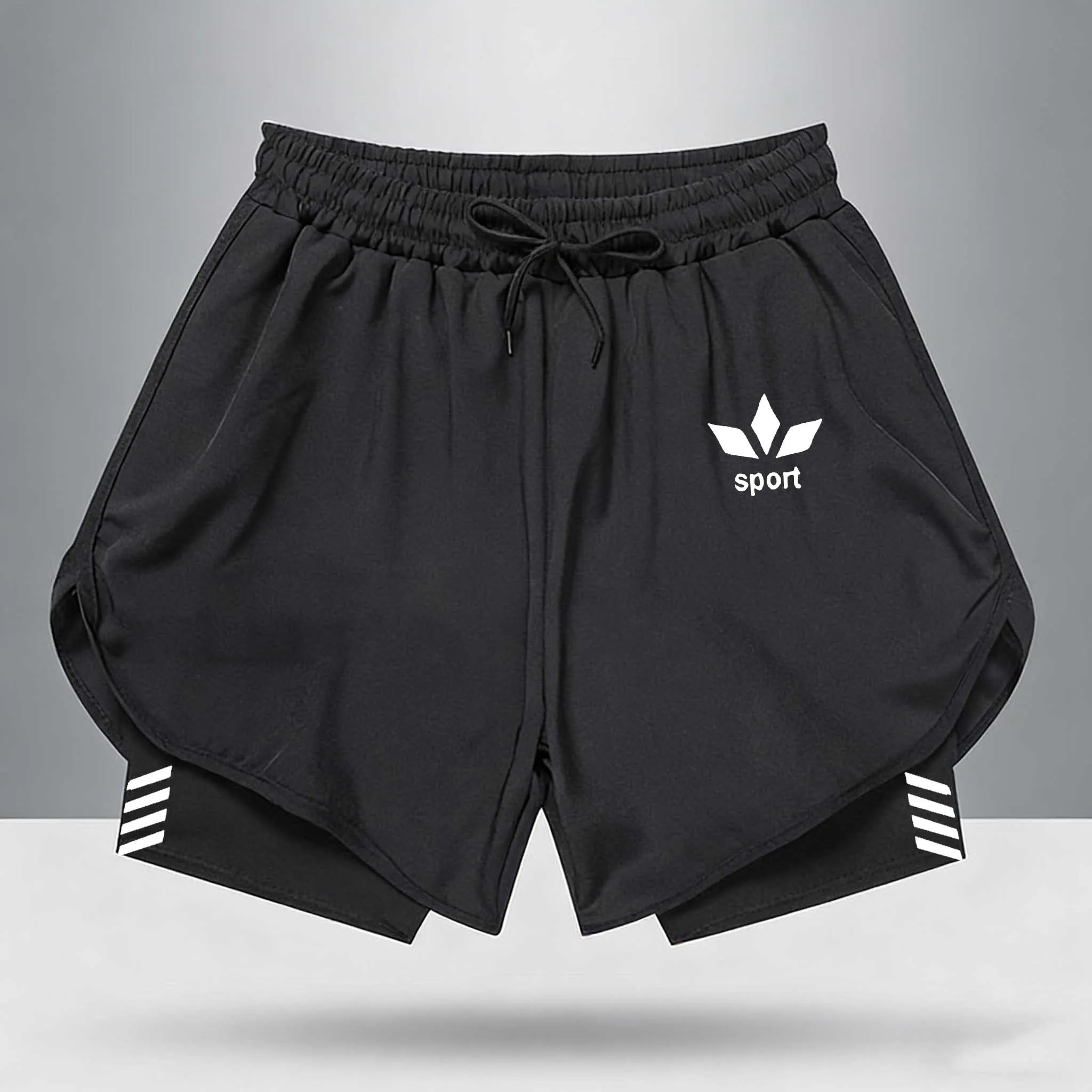 

2026 New Summer Men/women 2 in 1 Running Shorts Double Layer Printed Quick Dry Sport Shorts for Gym Fitness Training Jogging