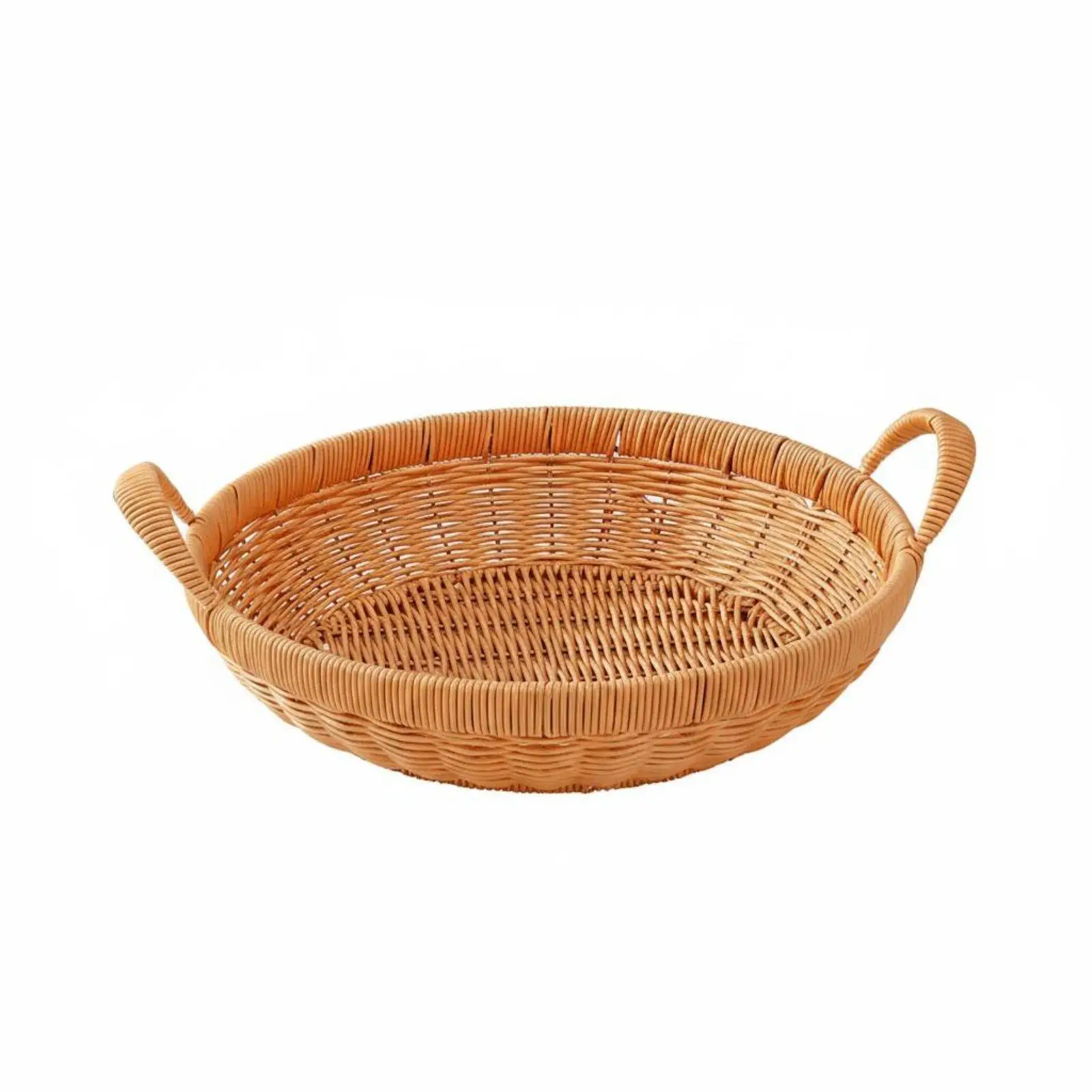 Round Handwoven Basket Sturdy Metal Frame Woven Tray Organizer Basket for Snacks Eggs Bread for Home Use