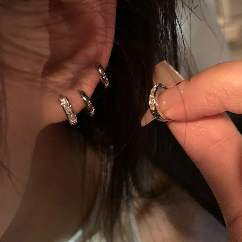 4Pcs/set Aesthetic Zircon Crystal Hoop Earrings, Gift