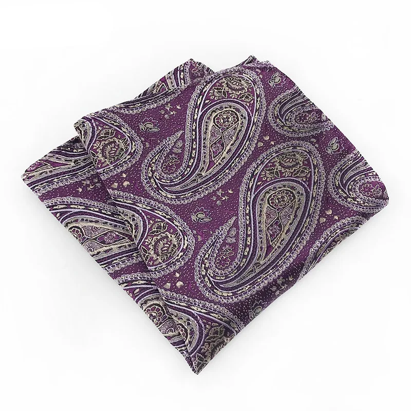 Handkerchief Man Suit Accessories Luxury Pocket Squares Paisley Vintage Hanky Silk Handkerchief For Men Blue White Chest Scarf