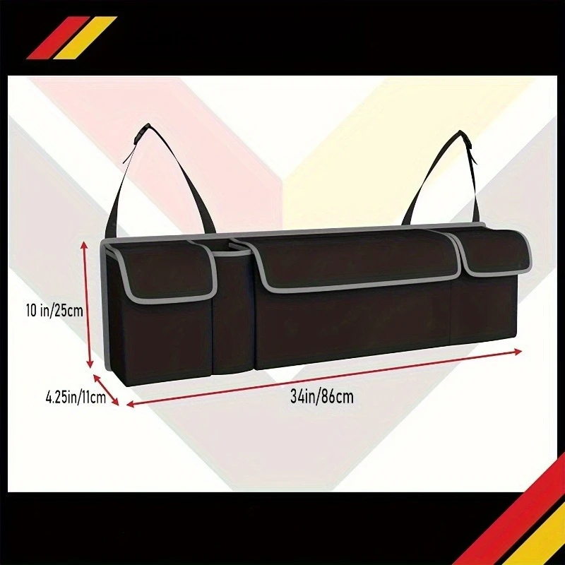 All-Purpose Car Trunk Organizer - Durable, Waterproof & Collapsible with 4 Pockets - Ideal for SUVs, Trucks, MPVs