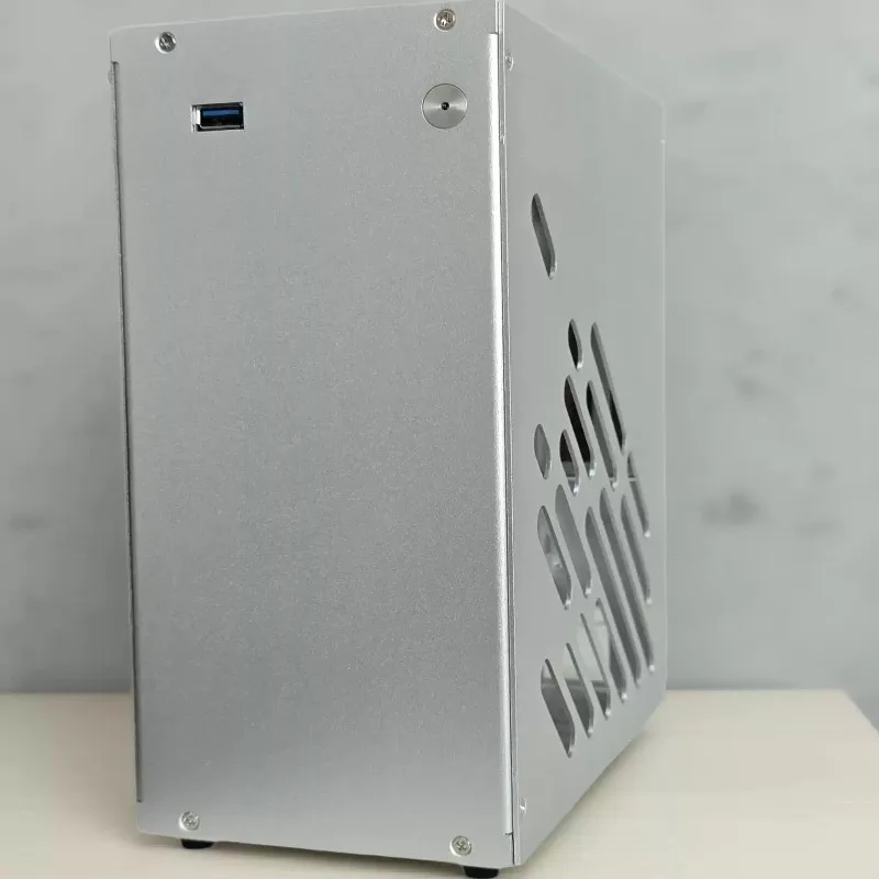 

M34 mini portable all aluminum side transparent A4ITX chassis, 1U power supply with unique display HTPC desktop K39 M24