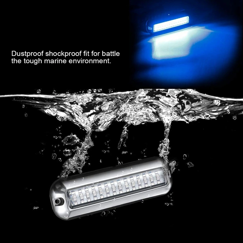 2X 50W 42 Leds Boat Transom Light Stainless Steel Waterproof Marine Boat Underwater Pontoon Transom Lamp Universal,Blue