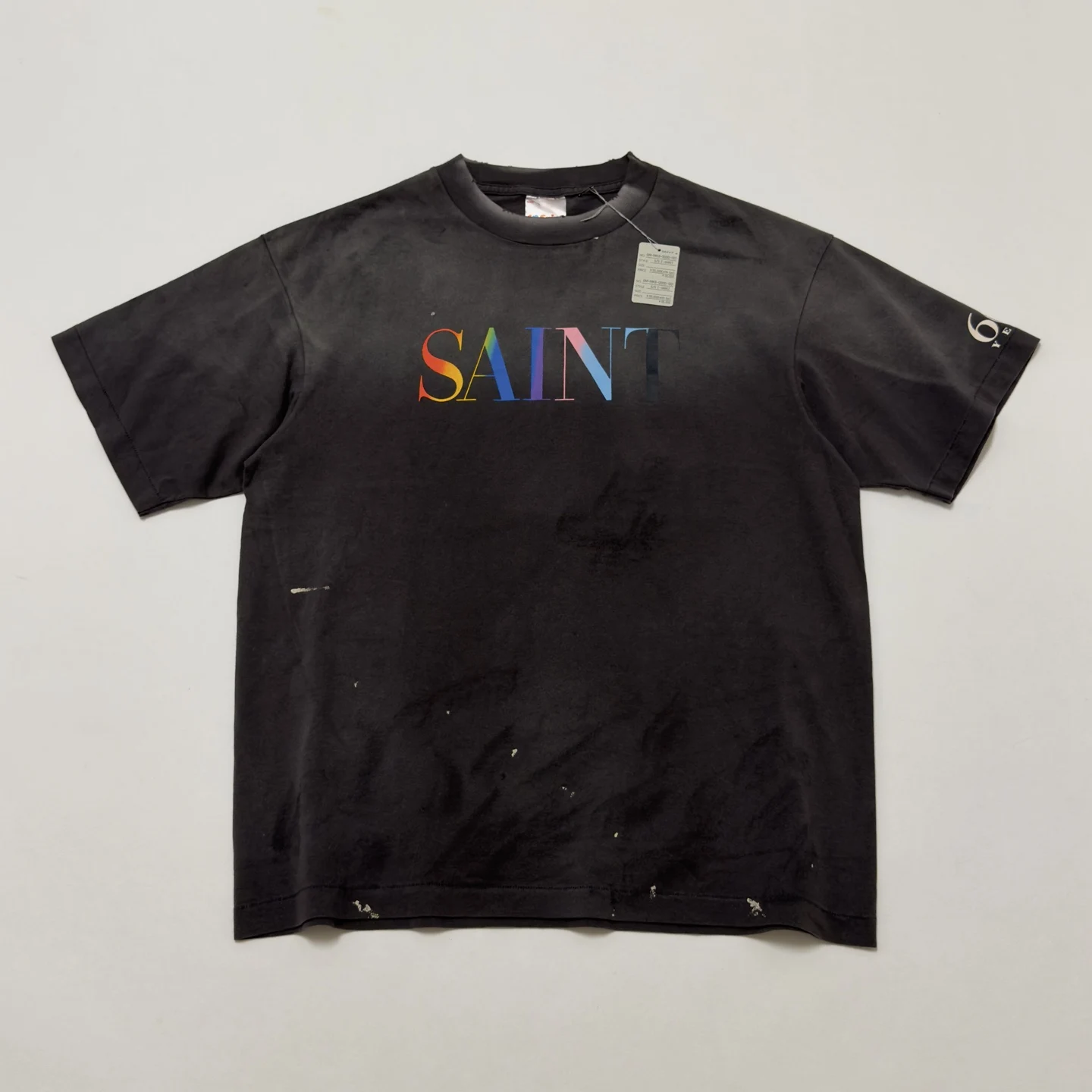 Washed Rainbow SAINT 666 YEARS Vintage T Shirt Men Women Best Quality Oversize Tee Tops T-Shirt
