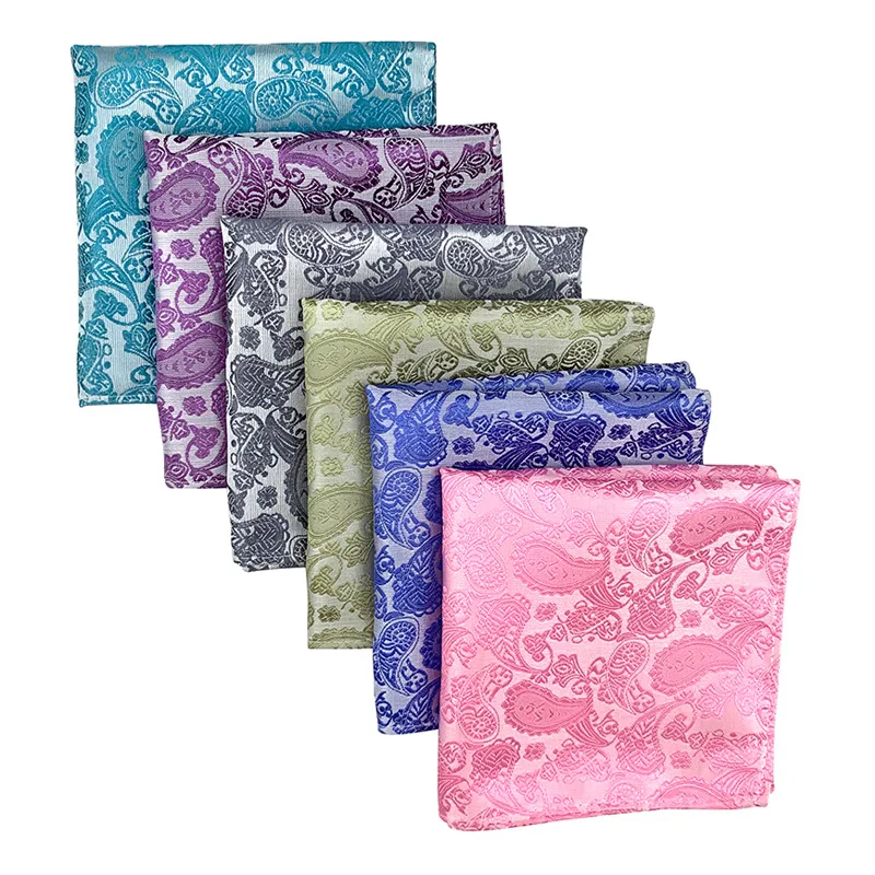 25 ซม.ประณีตอังกฤษผ้าเช็ดหน้า Paisley Jacquard โพลีเอสเตอร์ Hanky ที่ดีที่สุดธุรกิจจัดเลี้ยงชุด Pocket Square อีสเตอร์ของขวัญ