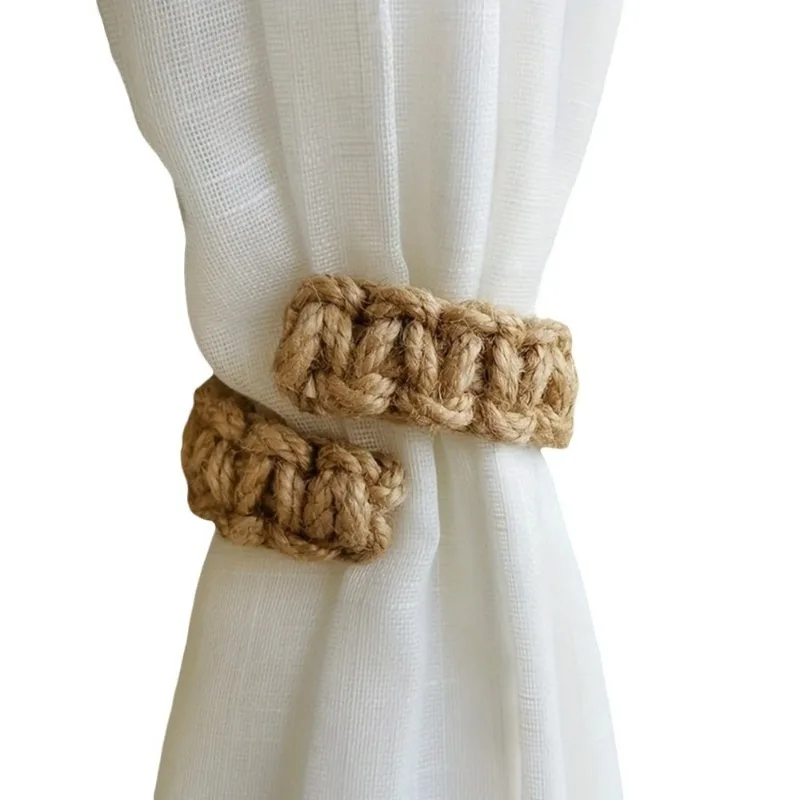 Handwoven Curtain Holders Retro Jute Curtain Tieback Holdback Curtain Strap Embrasse Rideau Home Decor Attache De Rideau