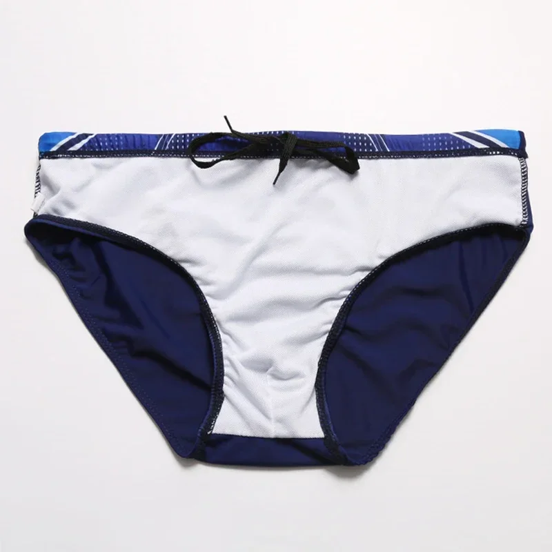 Breathable Swimsuit Men 2021 Print Bathing Beach Wear Surf Low Waist Running Sports Briefs Tanga Swim Trunks Mens image 2