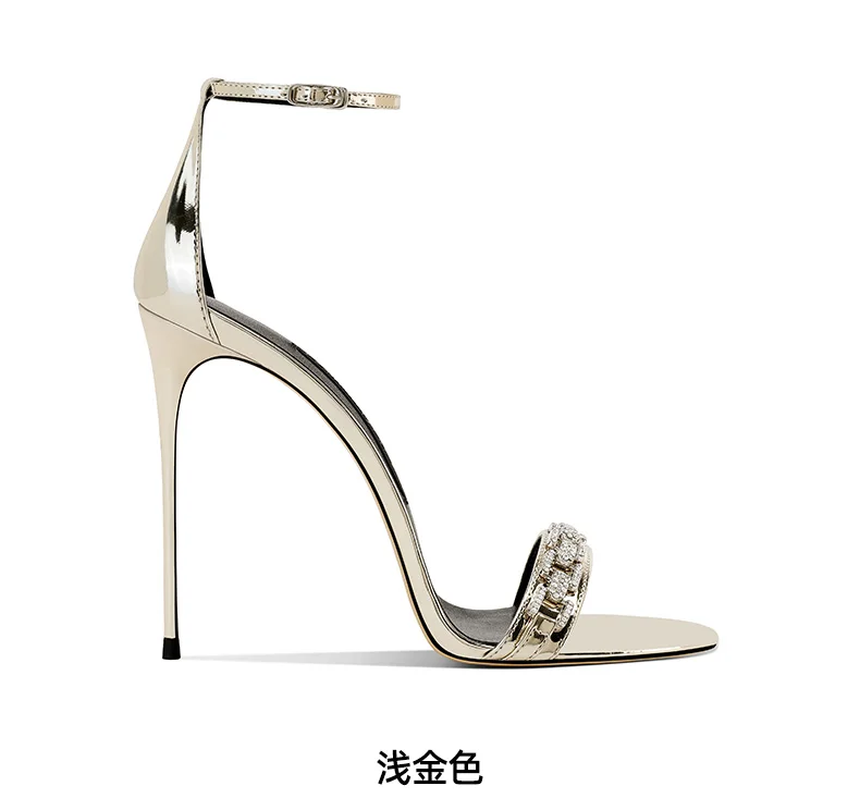 Silver One-word Sandals Women's High Heels Stiletto 2025 Summer New
