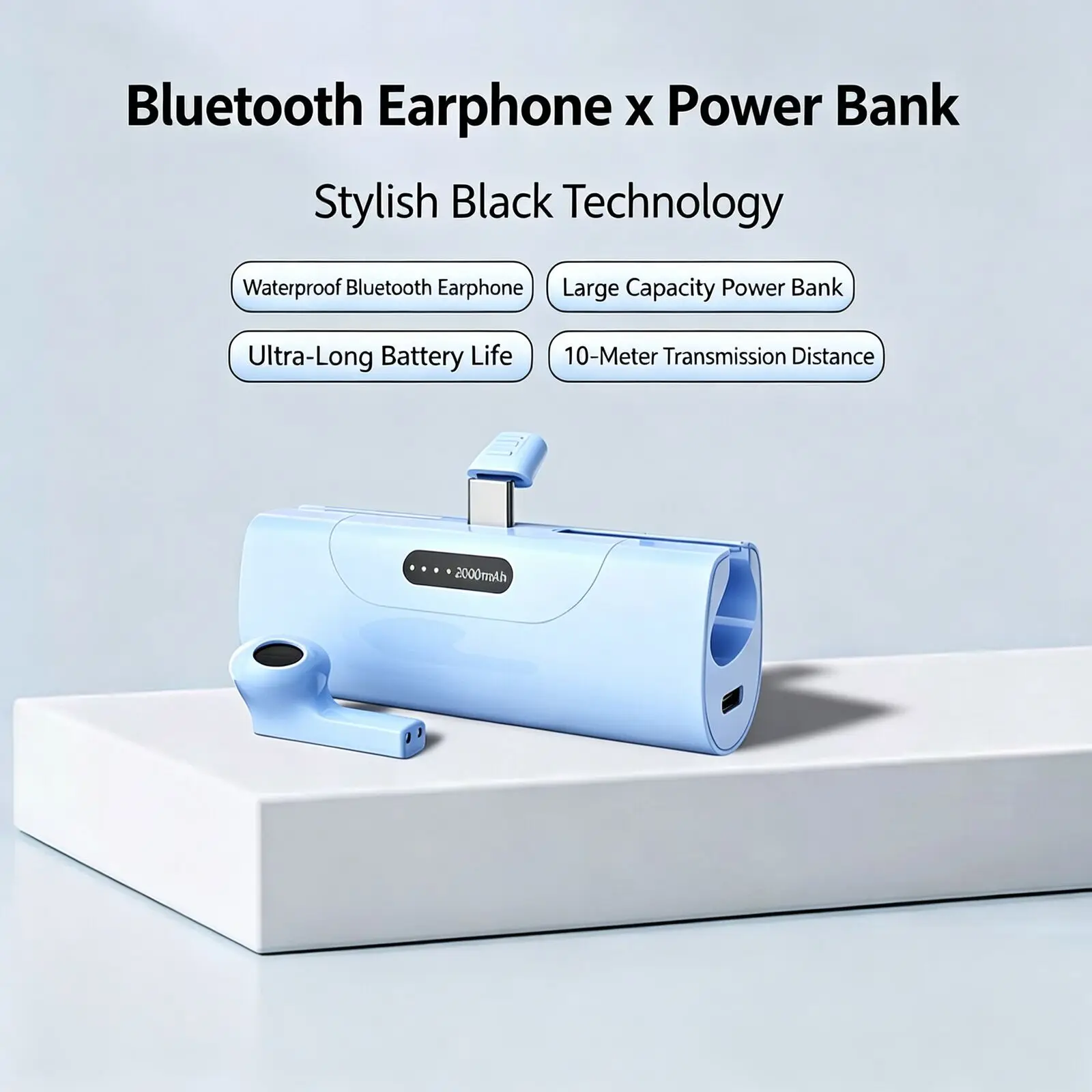 

In Ear IPX4 Wireless Bluetooth 5.3 Earphones Power Bank Large Battery Noise Reduction Mini Ultra Long Battery Life Lightweight