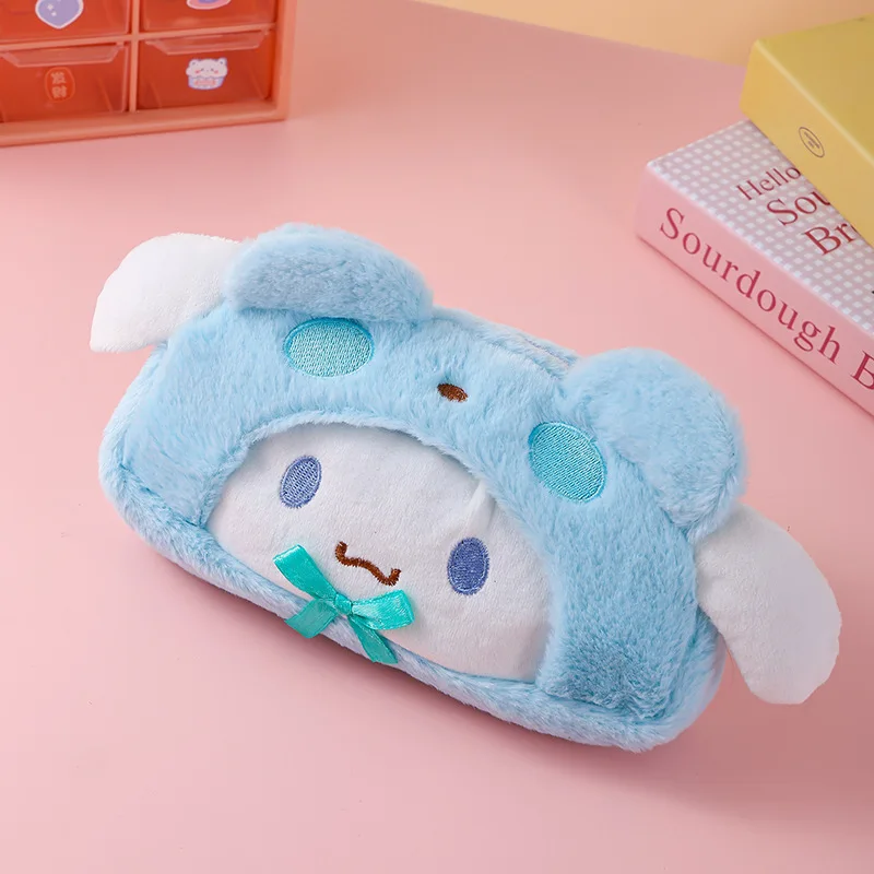 Sanrio Plush Cute Cinnamoroll Pen Case Japanese Style Student My Melody Kuromi Pencil Bag Stationery Organizer