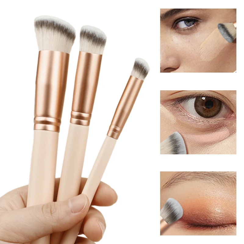 1/3 pçs cabeça oblíqua corretivo escovas de cabelo macio sombra de olho fundação pó escova beleza facial compõem ferramentas para mulher