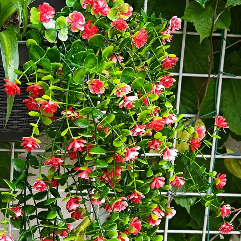 Simulation Hanging Flowers Plastic Fake Plant Rattans Wall Hanging Basket Flower Vines Indoor Outdoor Garden Decoration Supplies