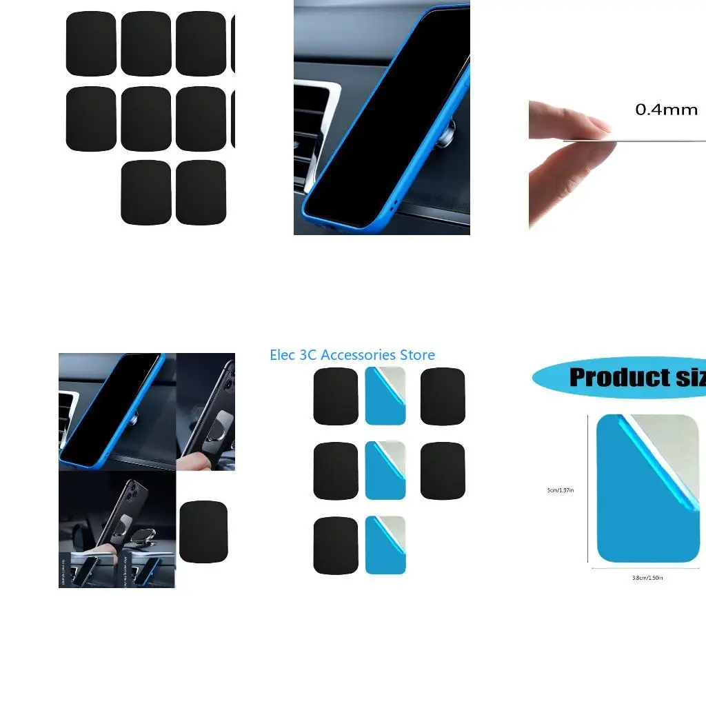 Y51A Adhesive Metal Plate Universal Thin Sheet 50x38mm Scratch Resistant Car Phone Plates set for Magnetic Car Phone Mount