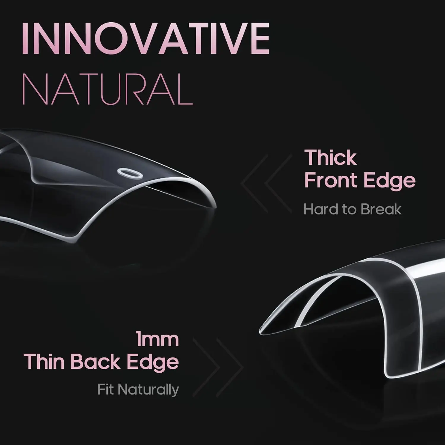 500 قطعة من أطراف الأظافر المصنوعة من الأكريليك الشفاف - نصف غطاء أظافر صناعية قصيرة مربعة الشكل لتقليم الأظافر بنفسك، تتضمن صندوق تخزين #3