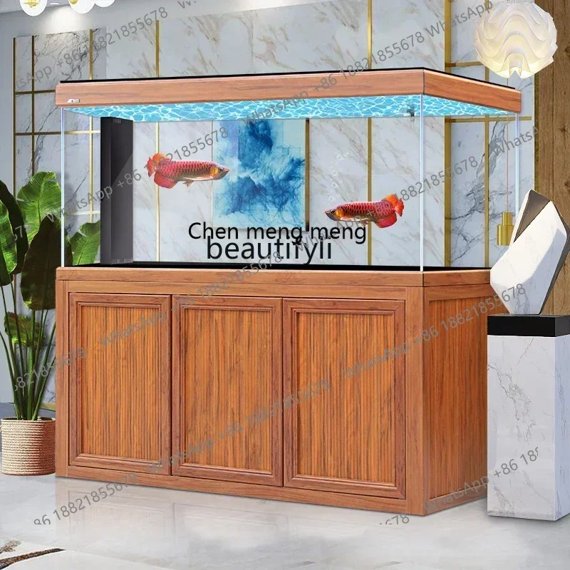 cqyArowana tank living room large floor aquarium partition bottom filter new light luxury fish tank