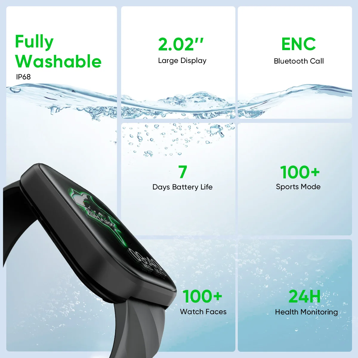 Black Shark GT Neo Watch 2.02'' AMOLED IP68 Waterproof  Health Monitoring Fitness Watch 7 Days Battery For Men Women Smart