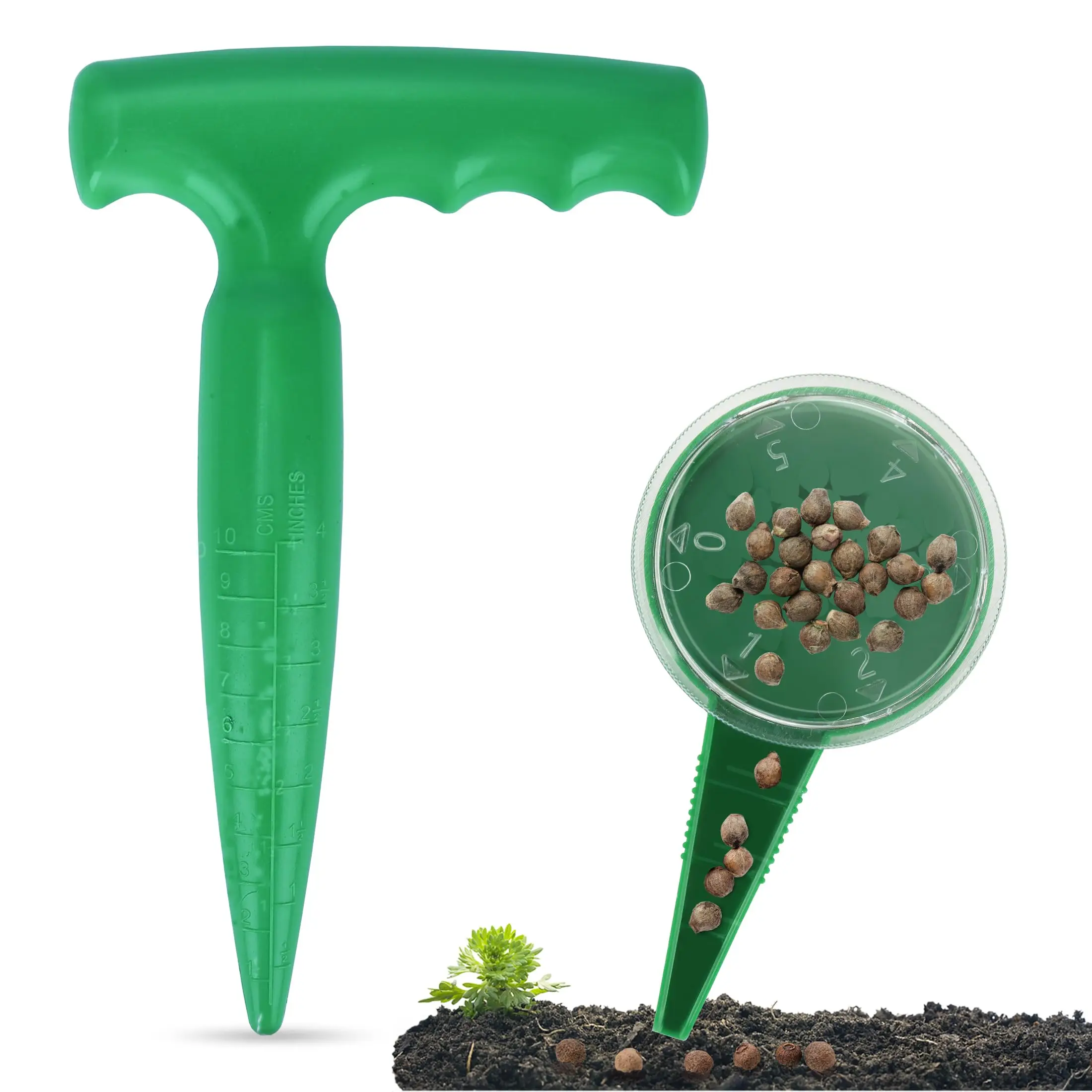 Hand Dibbler Gardening Tool Planting Dibber for Measurement Sowing Seeds Bulbs Flower Pot Planter for Vegetable Garden