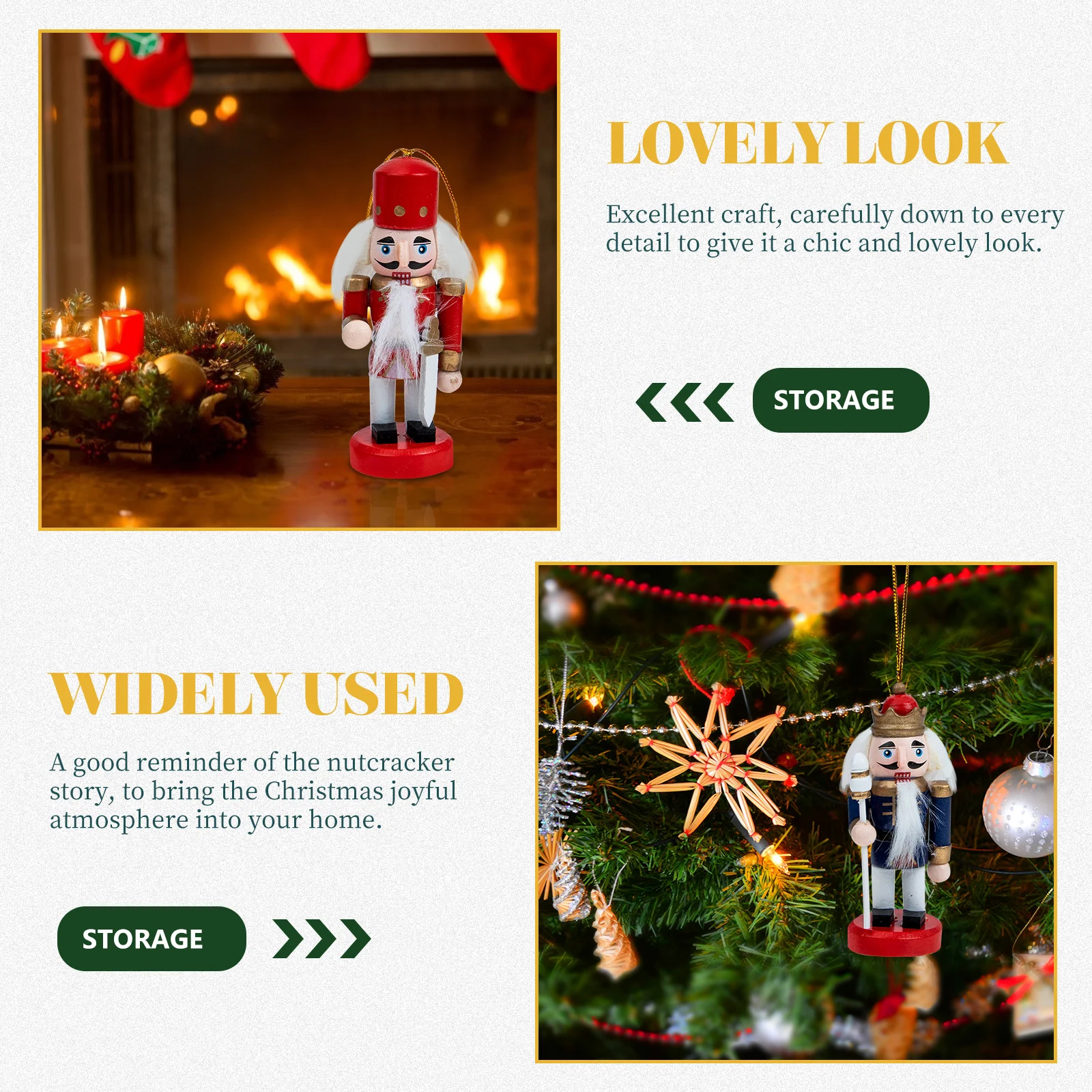 

4 Pcs Nutcracker Ornament Nutcrackers Decorations Table The Wooden Hanging Figures Christmas