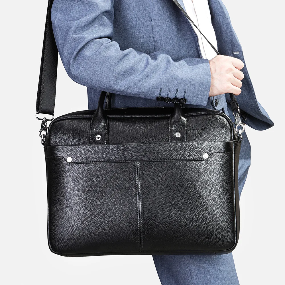 

New Luxury Cow Genuine Leather Business Men's Briefcase Male Briefcase Shoulder Bag Men Messenger Bag Tote Computer Bag
