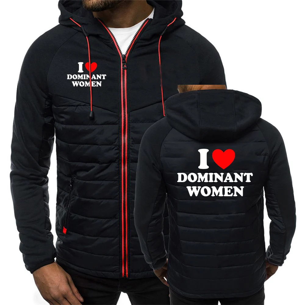 I Love Dominant Women Graphic Men's Korean Style Trendy Short Jacket Men's Cotton Jacket Men's Winter Top Hoodies