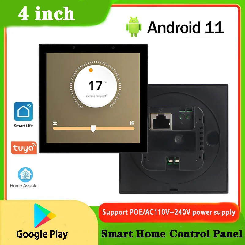 Painel de Controle Smart Home POE, Android 11 OS Touch Screen, Montagem na parede, caixa, 4 \