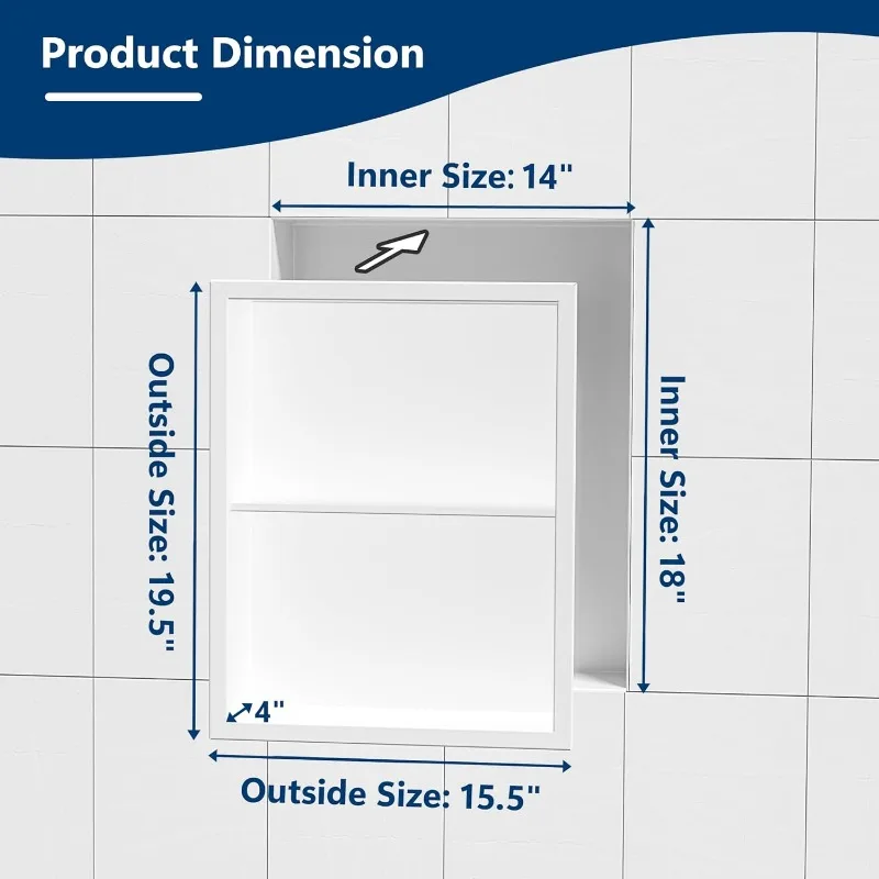 Recessed Medicine Cabinet, 14x18 Medicine Cabinet Organizer, 304 Stainless Steel Medicine Wall Cabinet with Double Shelves