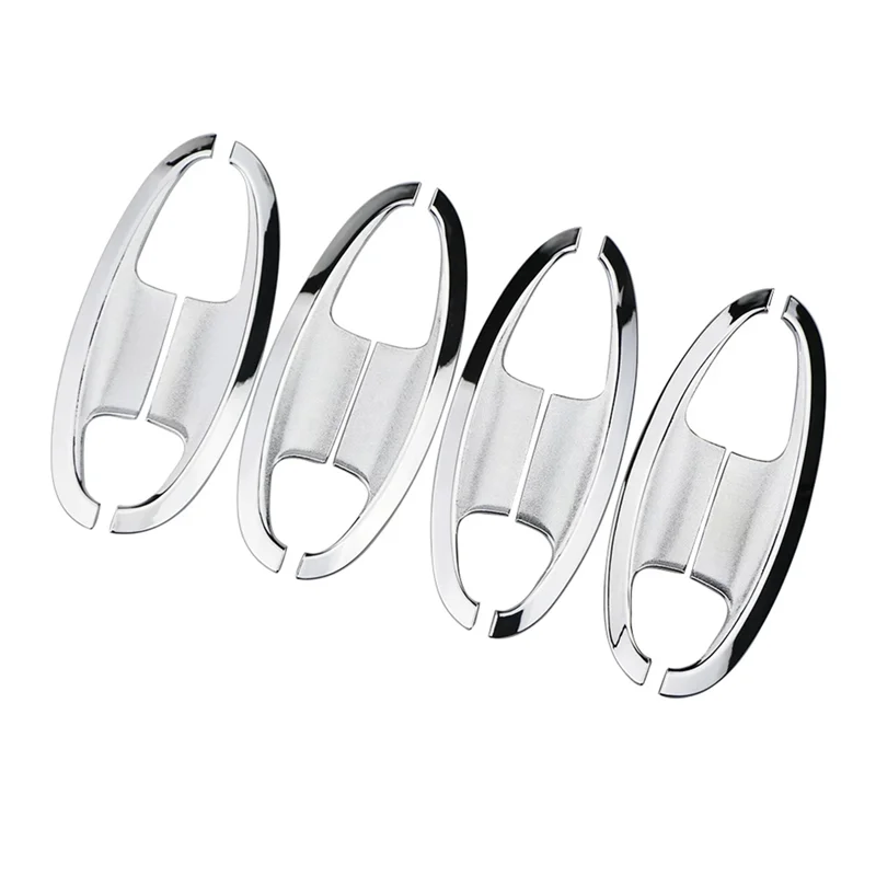 8Pcs Car Chrome Exterior Door Handle Bowl Cover Cup Cavity Trim Insert Catch Molding Garnish for Ford Ecosport