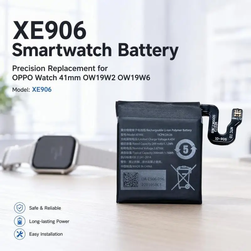 XE906 Replacement Li-Polymer Smartwatch Battery for OPPO Watch 41mm OW19W2 OW19W6