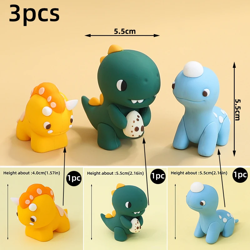 Jurassic Dinosaur Cake Topper Fire Dragon Stegosaurus Brachiosaurus Beeldjes voor Kid Cartoon Verjaardagsfeestje Cake Decor Supplies