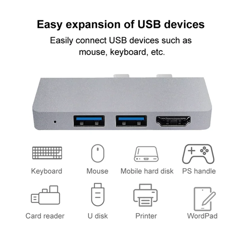 USB C Hub, 4K -Compatible Adapter+2  3.0 Reader SD/TF Card  Adapter