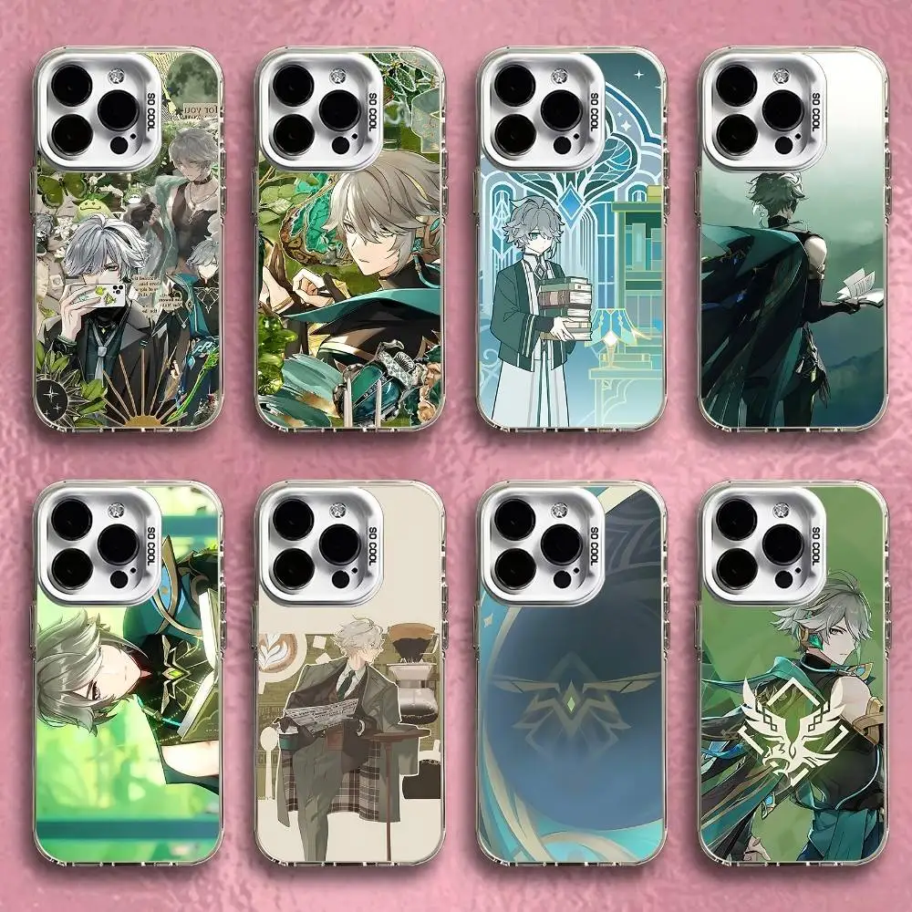 

Alhaitham Genshin Impact Phone Case For iPhone 16,15,14,13,12,11,Pro,Max,Plus,Mini,SE White Candy Matte Shockproof Cover