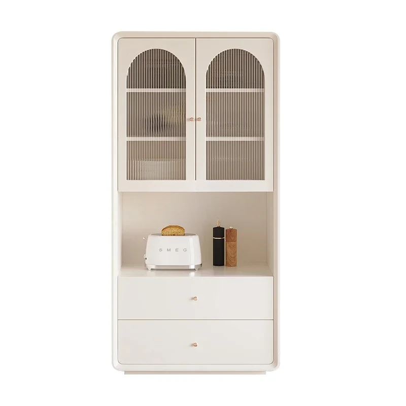 

High-end dining side cabinet Solid wood high-edge simple cream style minimalist storage wine cabinet