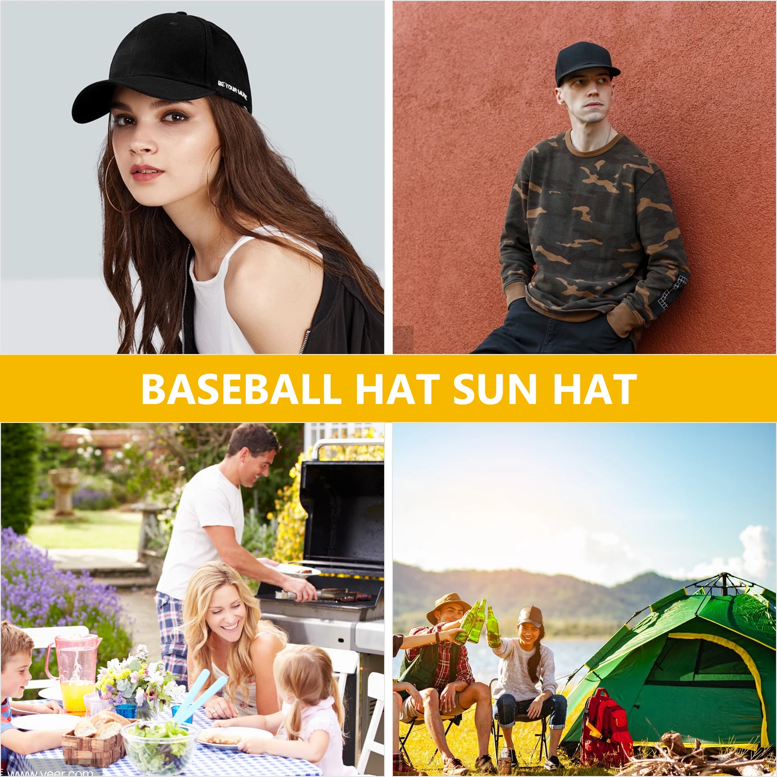 

Washed Baseball Cap Camping Vintage Hat for Women Sun Visor Family Outings Adjustable Cotton Caps Chic