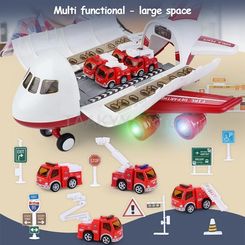 Oversized Airplane Toy Simulation Track Inertia Aircraft Model Children Passenger Plane Multi-function Car Toy Boy Girl XmasGift