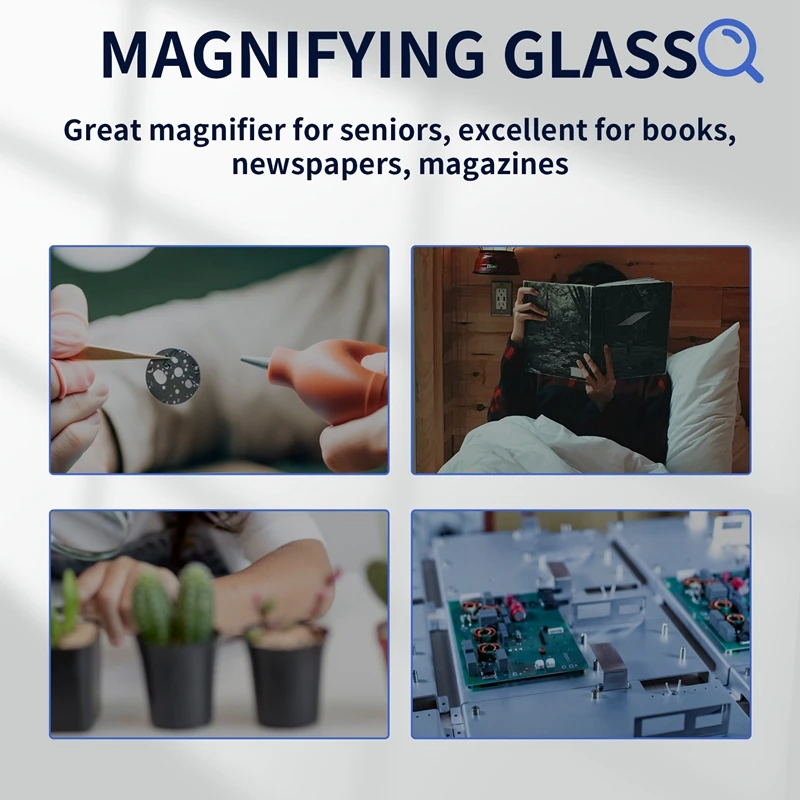 A017-Magnifying Glass With Light, 25X 10X Rechargeable Handheld And Standing Magnifier For Reading, Inspection, Jewelry