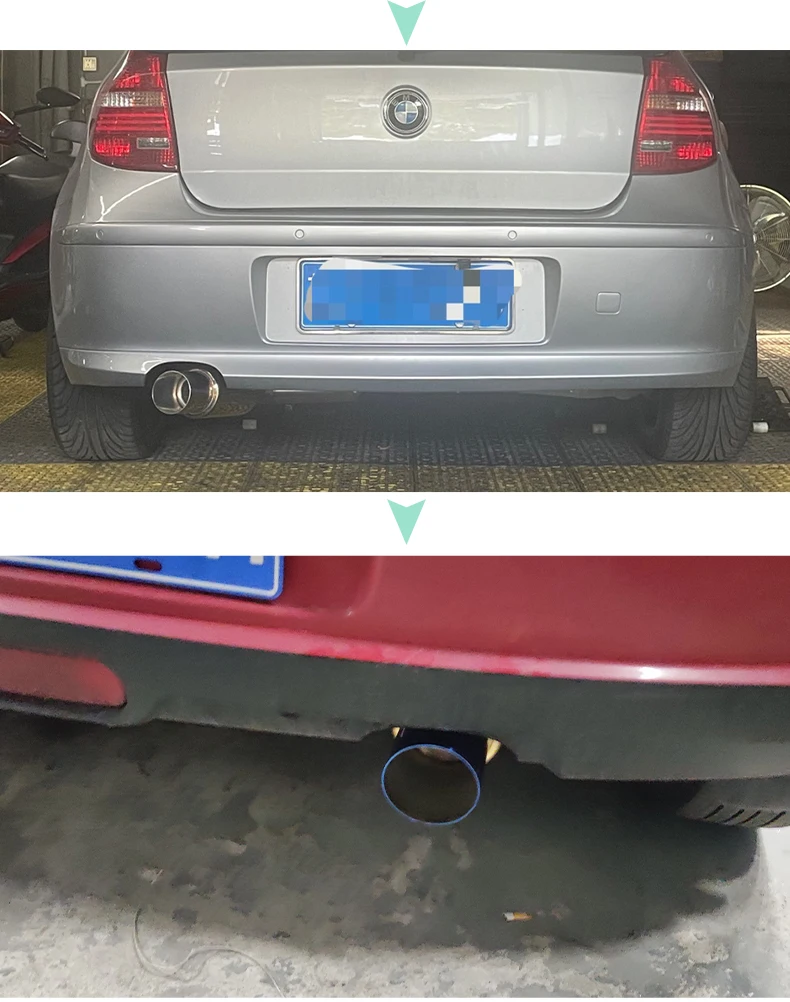 Auto-Auspuffrohr, modifizierte Teile, HKS-Schalldämpfer, gerades Endrohr, Universal-Auslass, 89 mm, glänzend, silberfarben, blau, rostfrei, 51 63 76 mm, passend – Detail 8