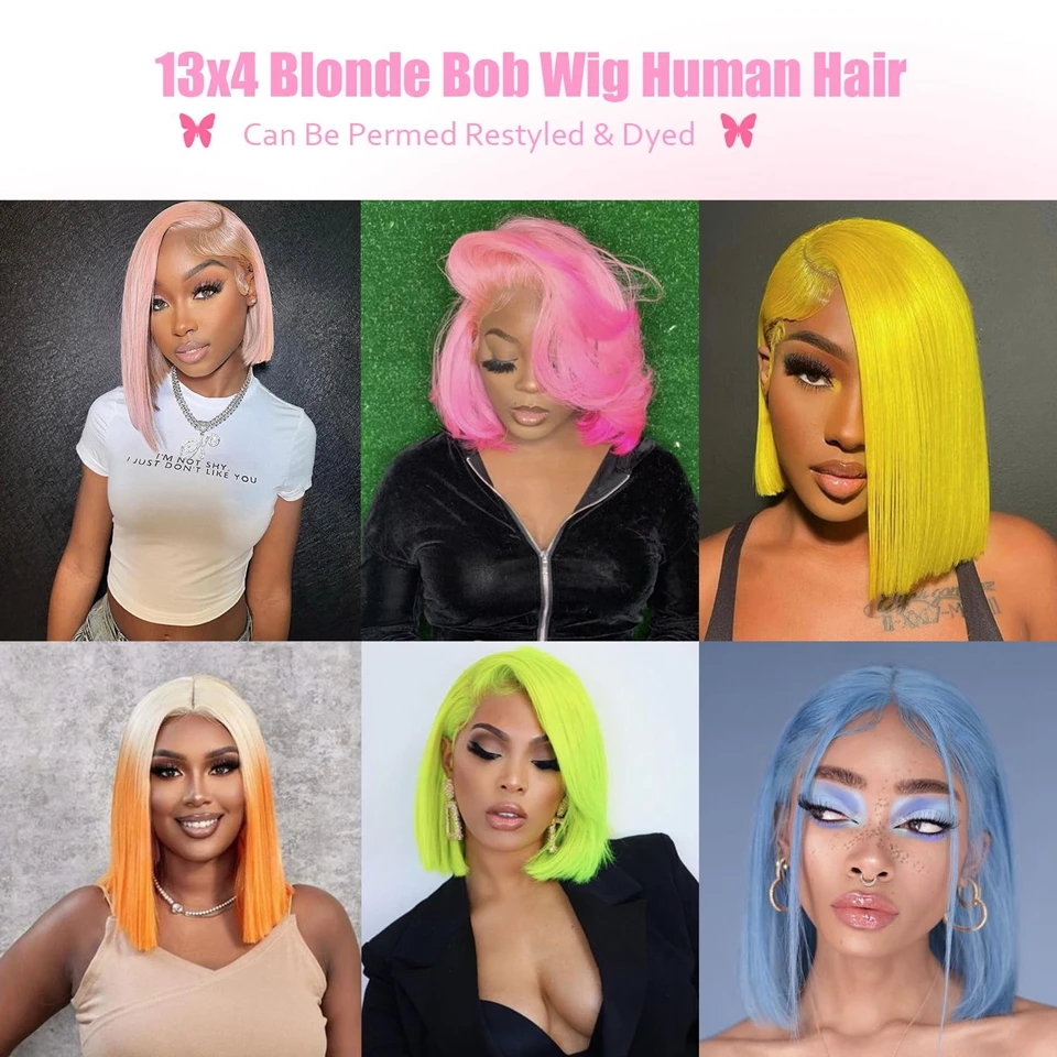 Blonde Bob Perücke Menschenhaar 13x4 HD transparent Spitze Front Perücke Menschenhaar gerade Frontal Perücke Menschenhaar