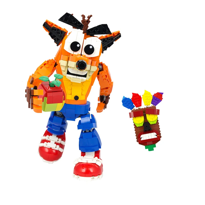 MOC Crashed Wolf Bandicoots Animals Figures Building Blocks Kits For Children Collection Toys Birthday Gifts