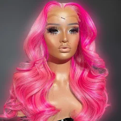 Perruques Full Lace Wig sans colle brésiliennes Remy, cheveux naturels, couleur rose 613, 13x6, pour femmes