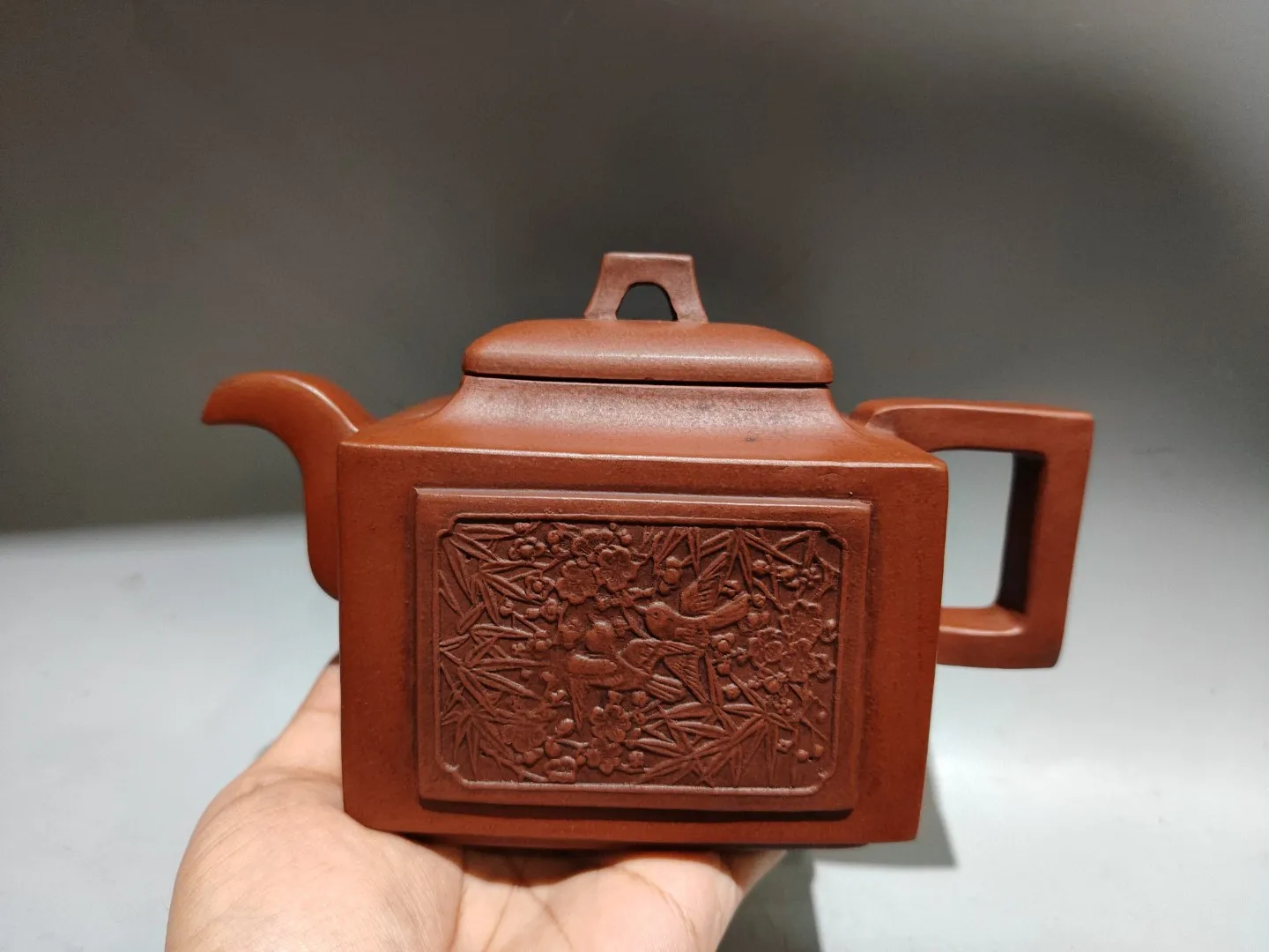 Purple Clay Teapot Magpie and Plum Blossom Pattern Four sided teapot Kettle  Teapot Amass wealth Ornaments