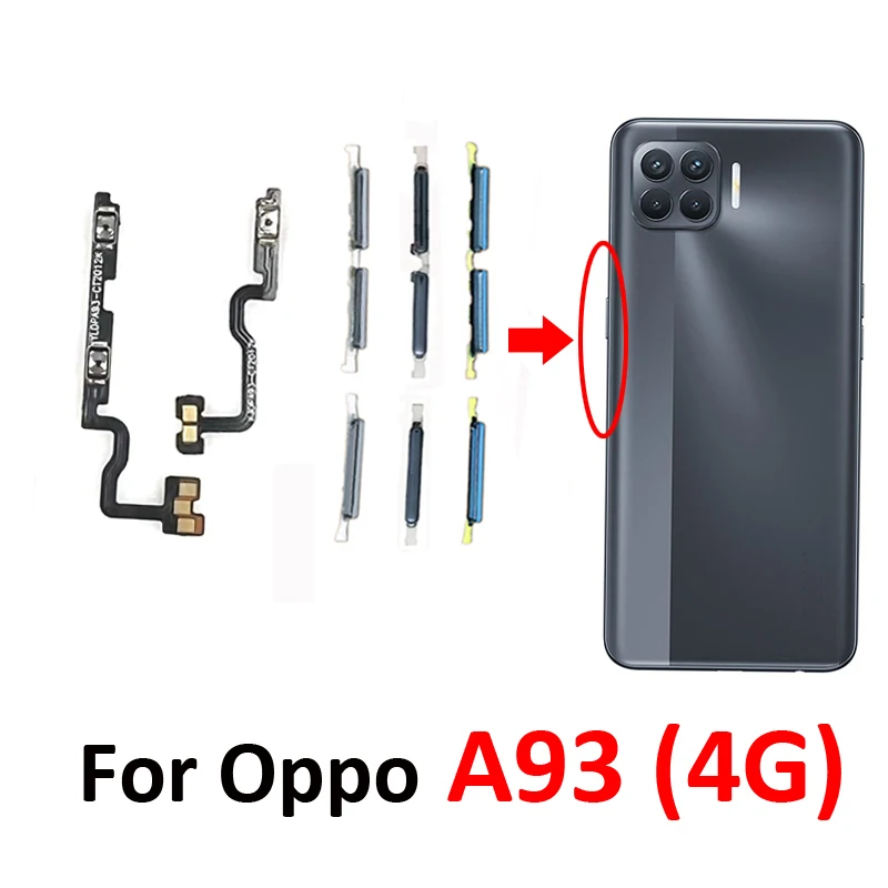 For Oppo A93 4G CPH2121 CPH2123 Phone New Power Volume Button On Off Control Key Internal Flex Cable Replacement Parts Black
