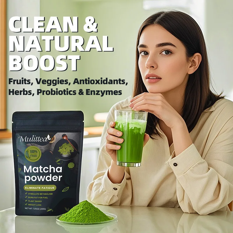 Mulittea 200g Matcha Supplements, DIY Desserts, Cakes, Drinks Boost Energy Cleanse & Detox Immune & Digestion Health Support