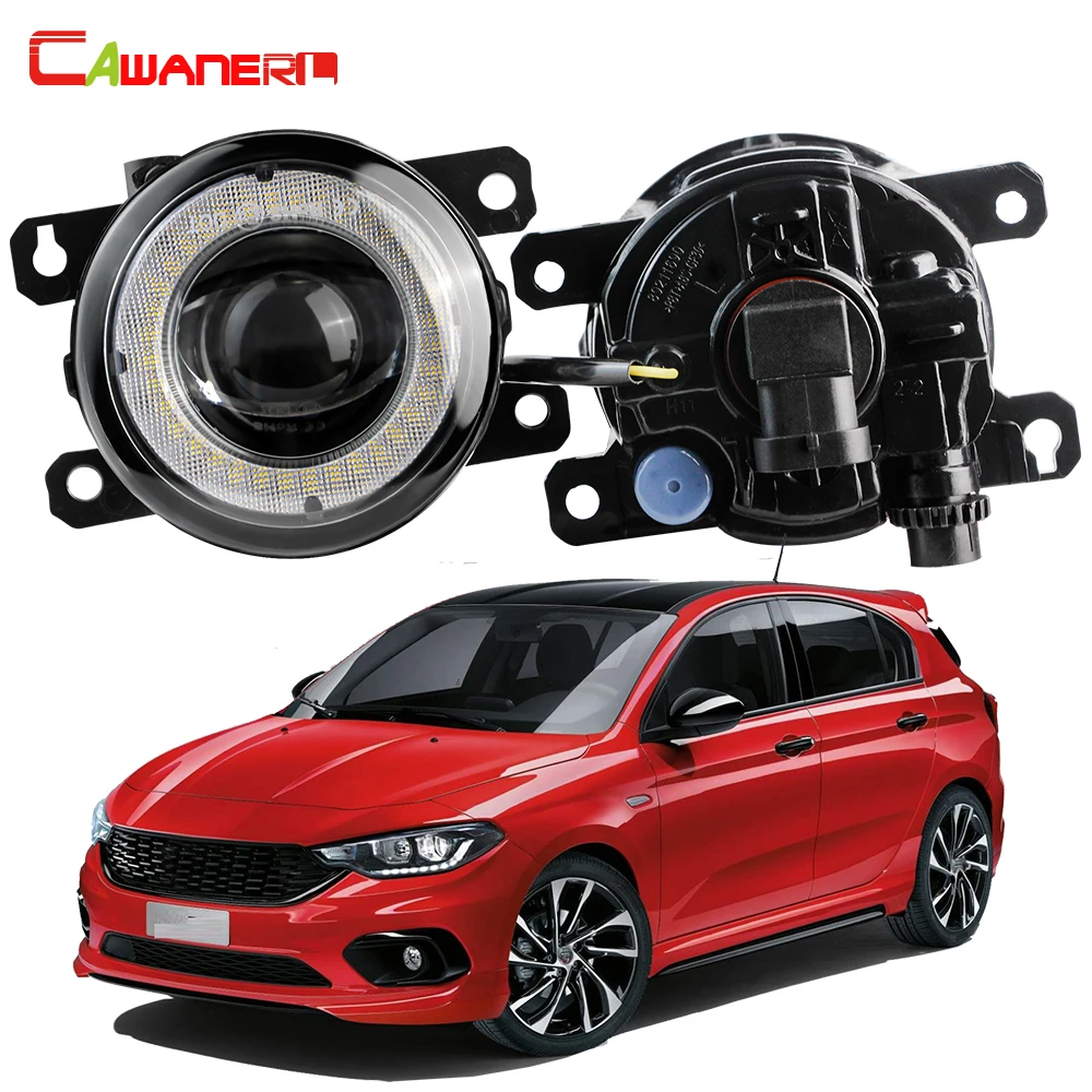 2 X Car LED Fog Light Angel Eye DRL Daytime Running Lamp H11 For Fiat Tipo Wagon Estate Hatchback Cross 2015-2022 (Except Sedan)