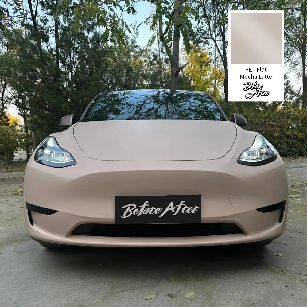 Car Packaging Wrap Vinyl PVC Film Body Color Change Stickers PET Flat Mocha Latte