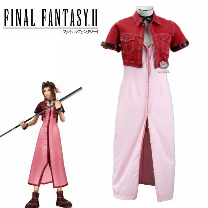 

Game Final Fantasy VII Remake Gainsborough Aerith Cosplay Costume Outfits for Women Sexy Dress bracelet Coat Halloween