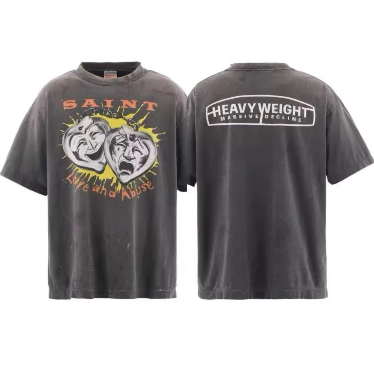 Nice Washed MASK Vintage SAINT T Shirt Men Women High Quality 2025ss Summer Style Tee Tops T-Shirt