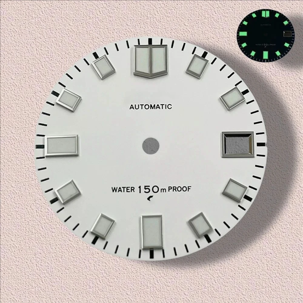 Quadrante opaco con logo S da 28,5 mm adatto al movimento giapponese NH35/NH36/4R/7S Accessori per la modifica dell'orologio di alta qualità per immersioni luminose verdi