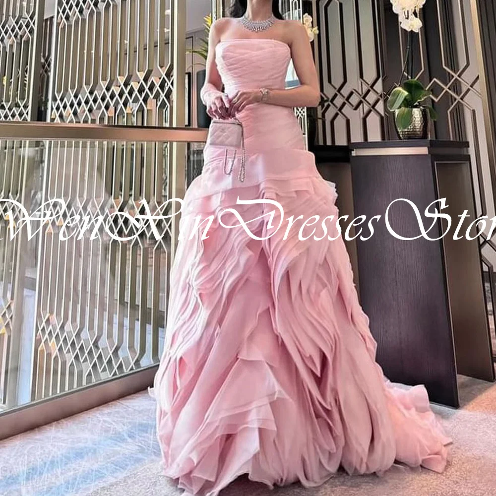 Elegant Party Dresses Woman 2024 Boat Neck Sleeveless Pleats Solid Color Zipper Back Floor Length Candy Color Wedding Party Gown